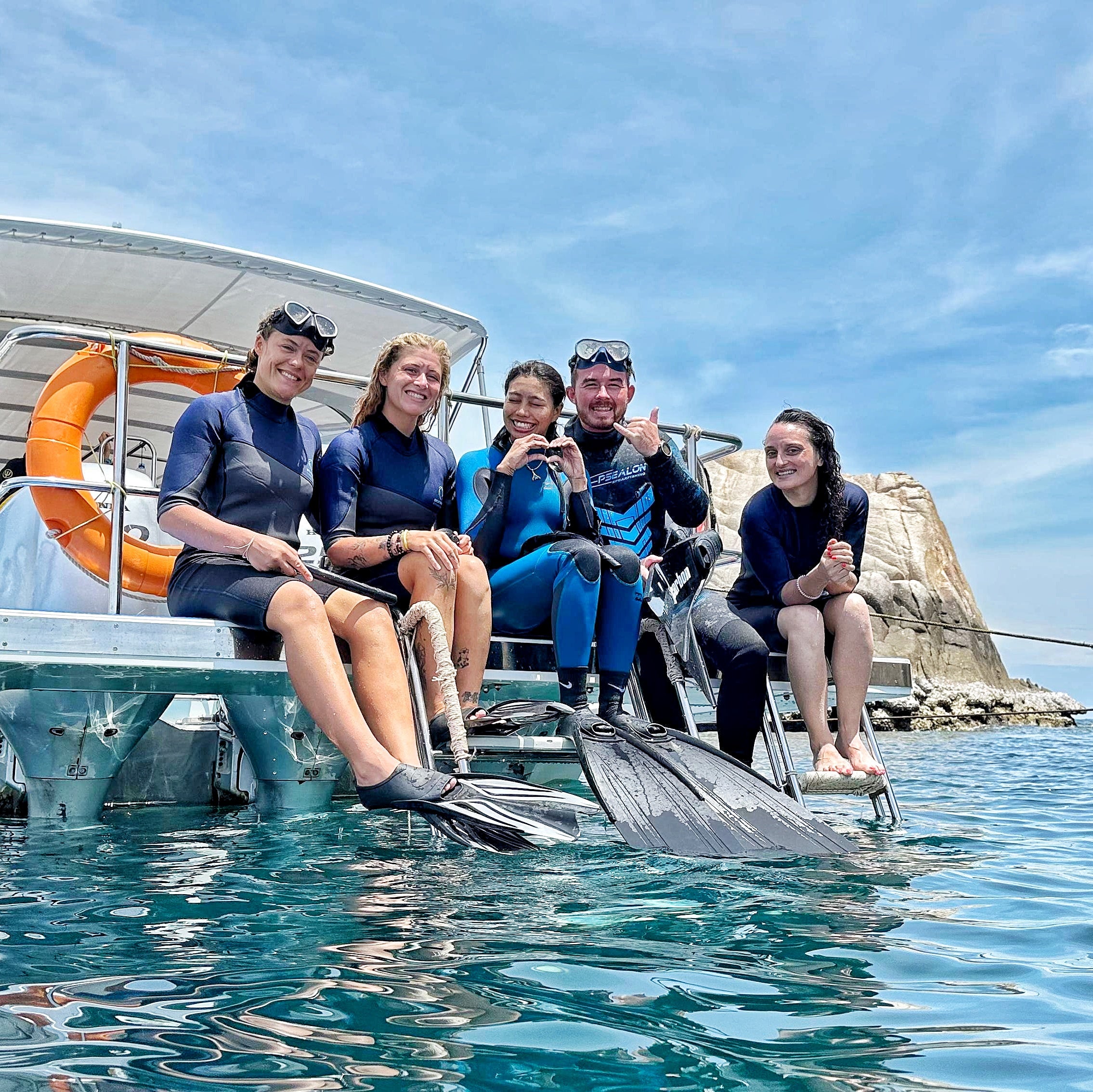 Freediving Instructor & Students on Boat